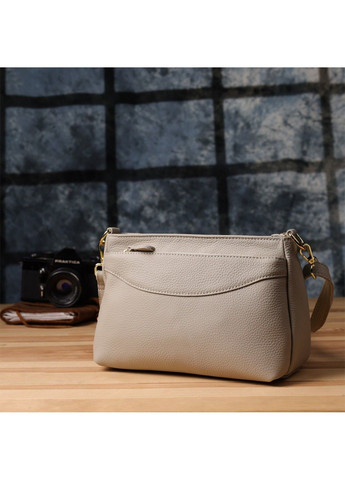 Женская элегантная сумка из натуральной кожи с жестким основанием 22985 Серый Vintage (357494939)