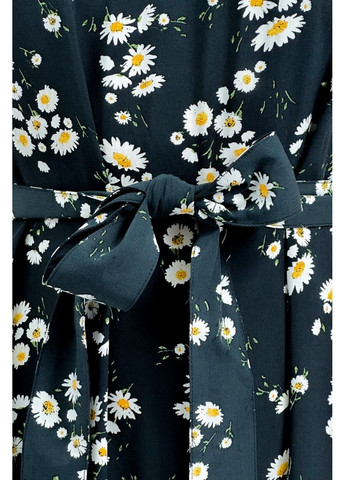Черное кэжуал платье fsc110204-200 а-силуэт Finn Flare с цветочным принтом