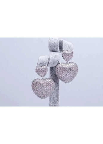 Роскошные серьги в форме сердца, серебристые серьги с камушками Fashion Jewelry боксерки (393799666)