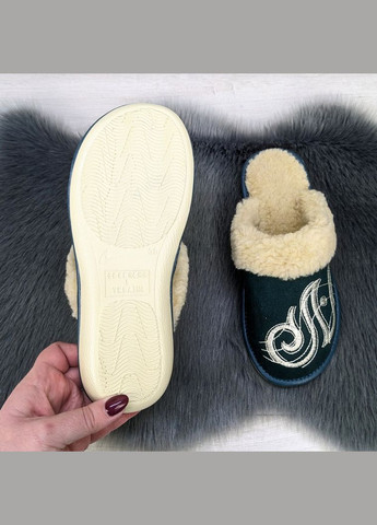 Зеленые тапочки женские теплые на овчине Белста