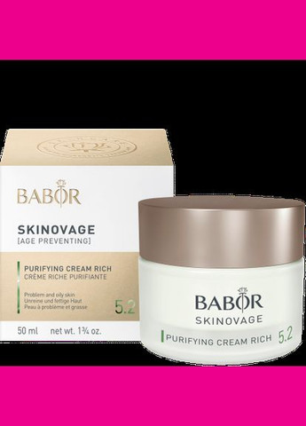 Насыщенный очищающий крем для жирной и проблемной кожи лица SKINOVAGE Purifying Cream Rich 50 мл Babor (280265744)