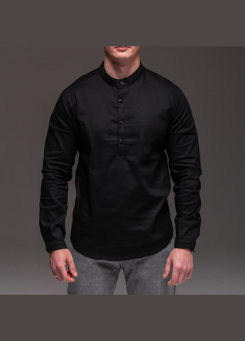 Черная повседневный, кэжуал рубашка однотонная Vakko