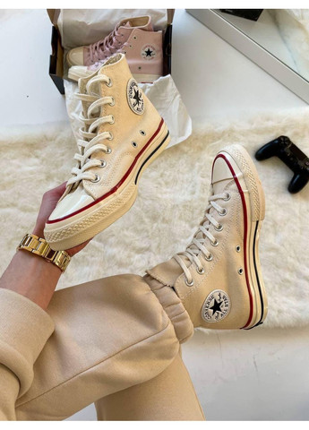 КЕДЫ ЖЕНСКИЕ CONVERSE CHUCK 70 CLASSIC HIGH TOP КОНВЕРС No Brand бежевые демисезоны (368888209)