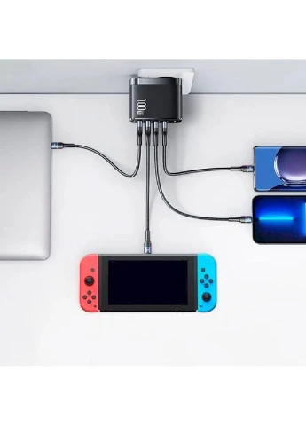 Мережевий зарядний пристрій UC Fast Charger Kit --UC Series (T44 100W 4 Ports GaN Fast Charger (EU)+ SJ524 U71 C To C 100W PD USAMS UC-TZ01 T44 (372680906)