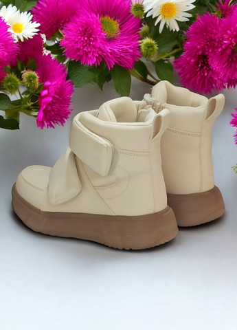 Демісезонні черевики хайтопи утеплені для дівчинки на липучках 512 бежеві Clibee (301940112)