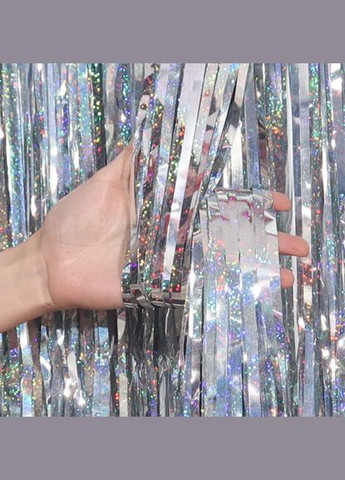 для фотозони з голограмою прикраса 245 см на 92 см сріблястий Jannet Дощик (316580318)