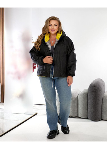 Желтая демисезонная женская весенняя куртка из плащевки — замеры в описании куртка-пальто Vione