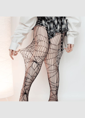 Чорні колготки в сіточку павутиння химерний фентезі стиль плетені панчохи добре тягнуться рвані візерунок павук готика еластичні No Brand (323659066)