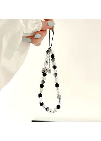 Брелок - браслет для телефона, сумки Прозрачные и черные бусины No Brand (369489904)