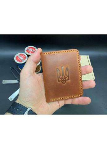 Обкладинка на ID Документи з Гербом із Натуральної Шкіри Ручної Роботи Набір + Брелок Коньячний Колір Обкладинка на Права No Brand (356508843)
