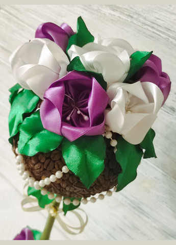 Сувенір статуетка Топіарій (дерево щастя) з кави і атласними стрічками ручна робота хенд мейд подарунок SuvenirPodarokZP (307167363)