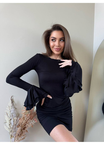 Чорна сукня волани Luna