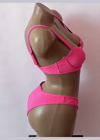 Рожевий літній жіночий роздільний яскравий купальник No Brand