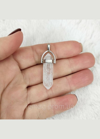 Кулон із натуральним каменем Гірський кришталь кристал шестигранник на брелоку в подарунковій коробочці Овен (331291924)