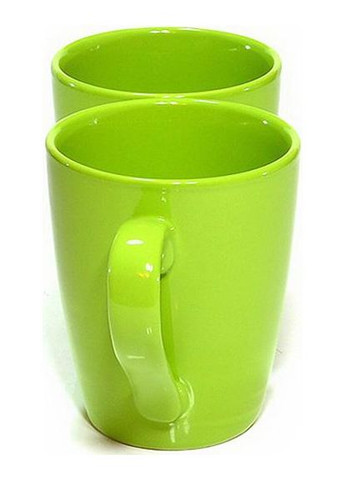 Набор керамических кружек 2 шт 300мл зеленые для чая и кофе посуда для напитков Fissman (368980689)