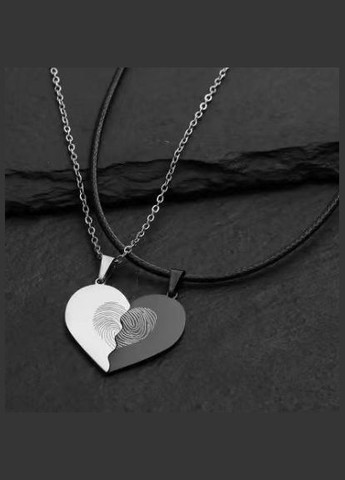 Парні кулони для закоханих у формі серця з гравіюванням відбиток пальця No Brand (323652839)