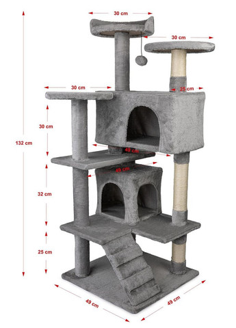 Кігтеточка - будинок для котів CT10, світло-сіра,49x49x132см Happet (353687688)