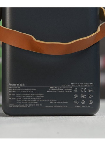 Power Bank RPP-118 80000mAh с быстрой зарядкой 22.5W и проводами черный Remax (364188866)