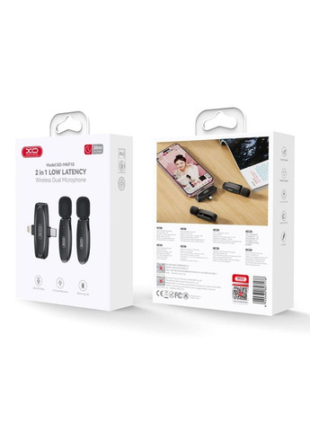Петличный беспроводной микрофон MKF010 Twin 2 микрофона с общим ресивером, с разъёмами Type–C/Lightning для подключения к XO (370873516)