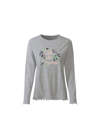 Сіра піжама (лонгслів і штани) для жінки lenzing 365111 сірий Esmara