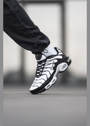 Чорно-білі Осінні кросівки чоловічі і жіночі nike air max tn plus black white | найк аір макс тн плюс чорно-білі No Brand