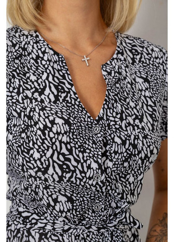 Черное платье софт с принтом, 230r0032-4 Ager