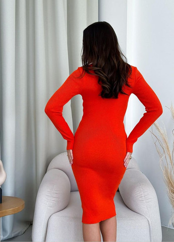 Красное повседневный вязаное женское платье меди облегающего кроя вискоза/акрил (ak33526p) Art Knit