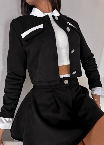 Изысканный костюм двойка: жакет на пуговицах + мини юбка-шорты Tik-Tak (324389264)