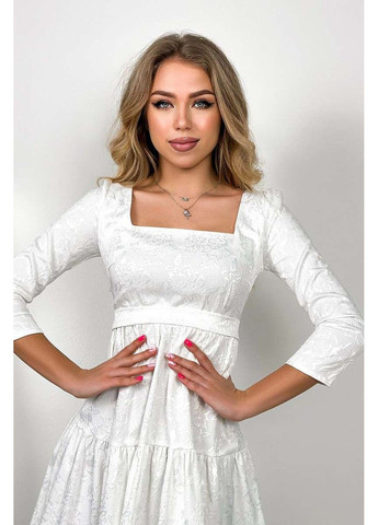 Молочное платье жаккард 3d весна 24018 молочное Tanita-Romario