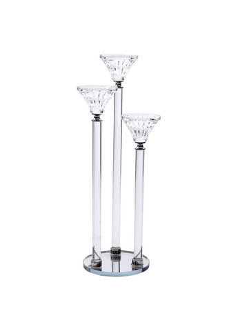 Подсвечник стеклянный на 3 свечи 37 см декоративный для интерьера романтический уютный ProDobro (364191708)