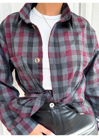 Бордовая кэжуал рубашка в клетку MonCher с длинным рукавом