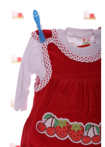 Красное сарафан с водолазкой велюровый вишенки красный 74 см (27037) BABYKROHA (322503262)