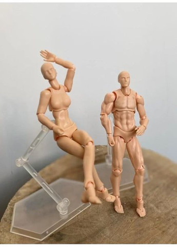 Рухомі фігурки для художника 2шт з підставкою 13 см, манекени людини шарнірний No Brand (361669555)