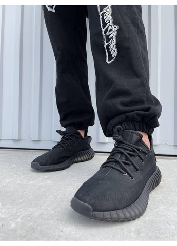 Чорні Осінні кросівки чоловічі adidas yeezy boost 350 v2 mono black адідас ізі буст No Brand
