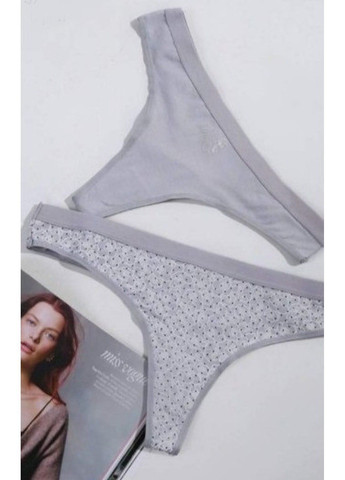 Набір трусів жіночих 2 шт стрінги сірий Fuko Ub (365623609)