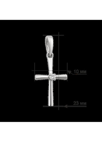 Срібний хрестик маленький з одним каменем посередині Каштан (342335223)