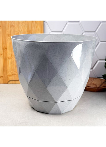 Вазон пластиковий 15 л сірий граніт KRS-456 Karasu Алмаз Karasu Plastik (365815147)