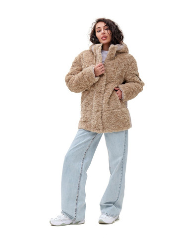 Кавова зимня подовжений пуховик «скай» капучино (баранчик,плащ) Emass