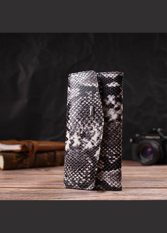 Жіноче фактурне портмоне з натуральної шкіри з тисненням під змію різнокольорове 21692 Canpellini (329195980)