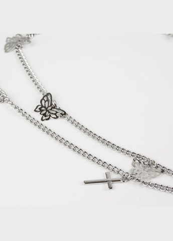 Ремінь з ланцюжком панк хрести шипи метелики чорний 110 см No Brand (335413983)