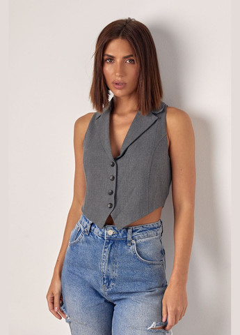 Серый женский женский жилет с воротником и завязками на спине - серый Lurex - демисезонный