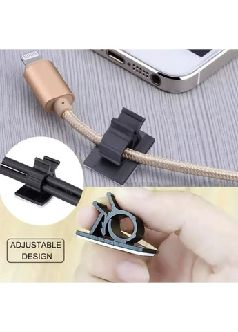 Фиксатор-зажим кабеля органайзер для крепления проволоки гофры самоклеящиеся стяжки 3М L 10 шт Черный Captain (360547077)