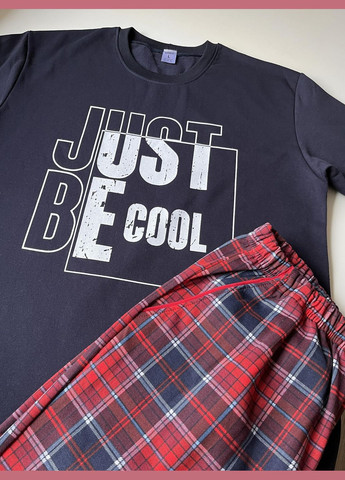 Піжама чоловіча тепла Just be COOL (штани+лонгслів) прінт, клітина червоно-синя Cosy (352769776)