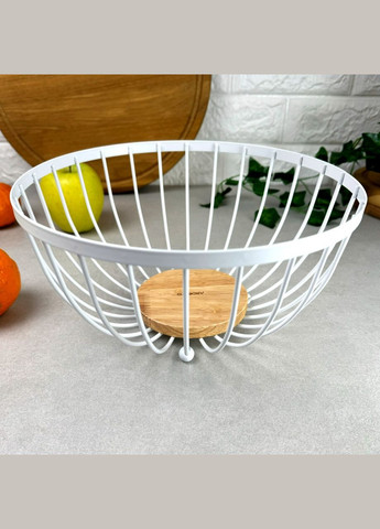 Белая металлическая корзина для фруктов 25 см Midori Ardesto (303210877)