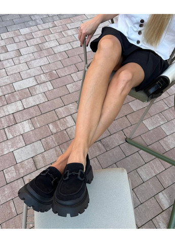 VZUTIK Жіночі замшеві лофери (4403) чорний з натуральна замша, україна — літо (288187467)