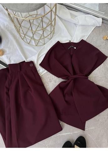 Костюм 2–ка з костюмки, з жилеткою та широкими штанами мод ЛКК-202, марсала, 50-52 No Brand (355469822)