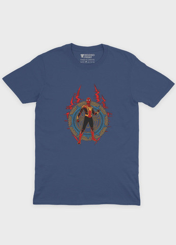 Темно-синяя демисезонная футболка для мальчика с принтом супергероя - человек-паук (ts001-1-nav-006-014-011-b) Modno