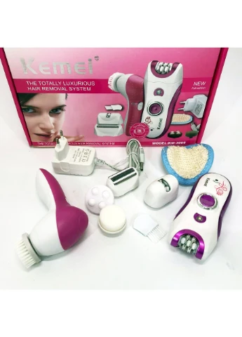 Епілятор 6 в 1 багатофункціональний Kemei KM-3066Х 2 швидкості рожевий No Brand (398318055)