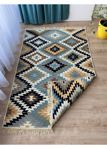 Бавовняний плетений двосторонній килим Shana Zummi120Х180 см Синій No Brand (371739150)