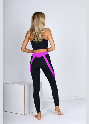 Лосины для фитнеса черные с полосами цвета фуксия S Opt-kolo (286785310)